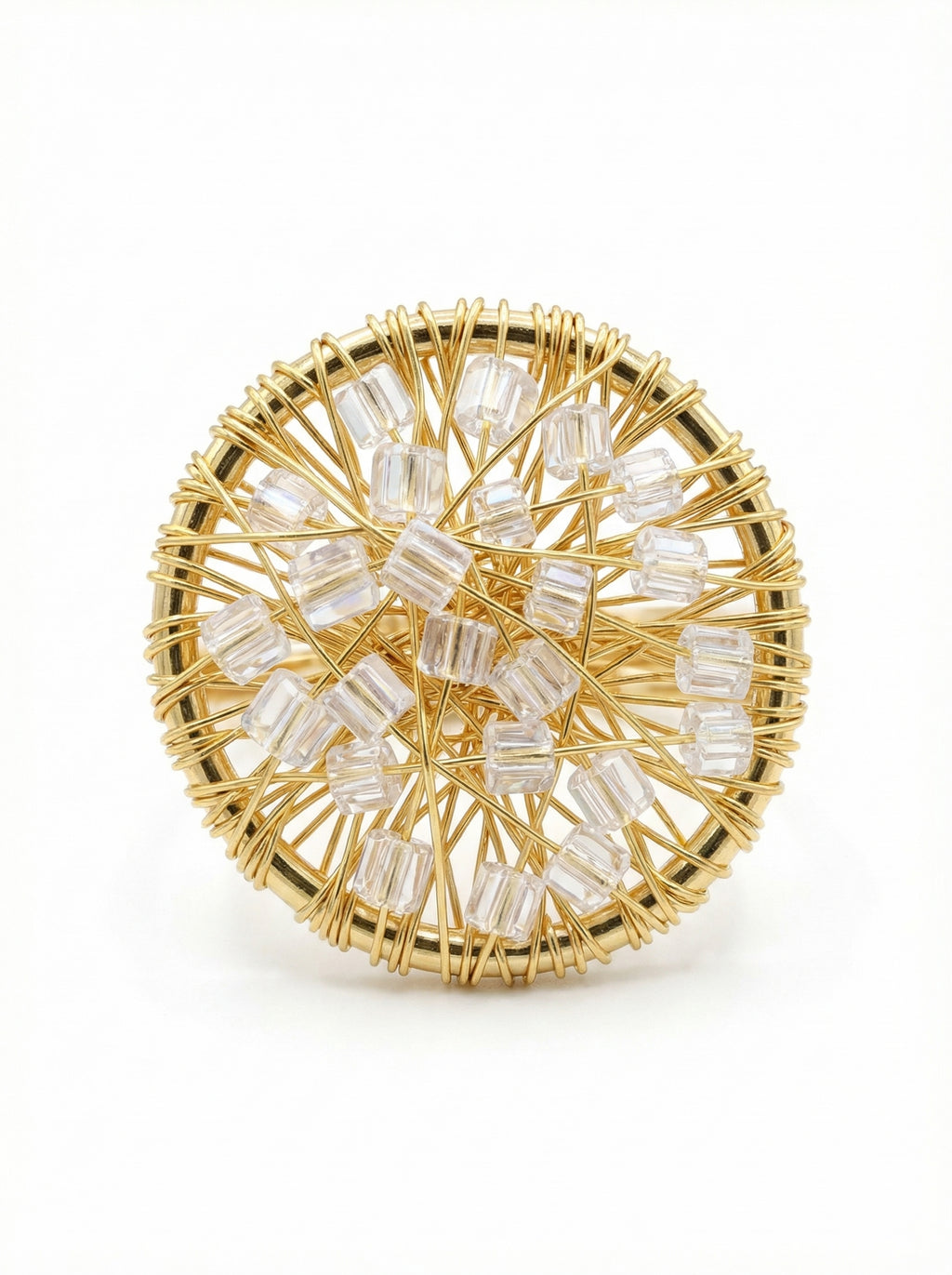 gold ring with crystals