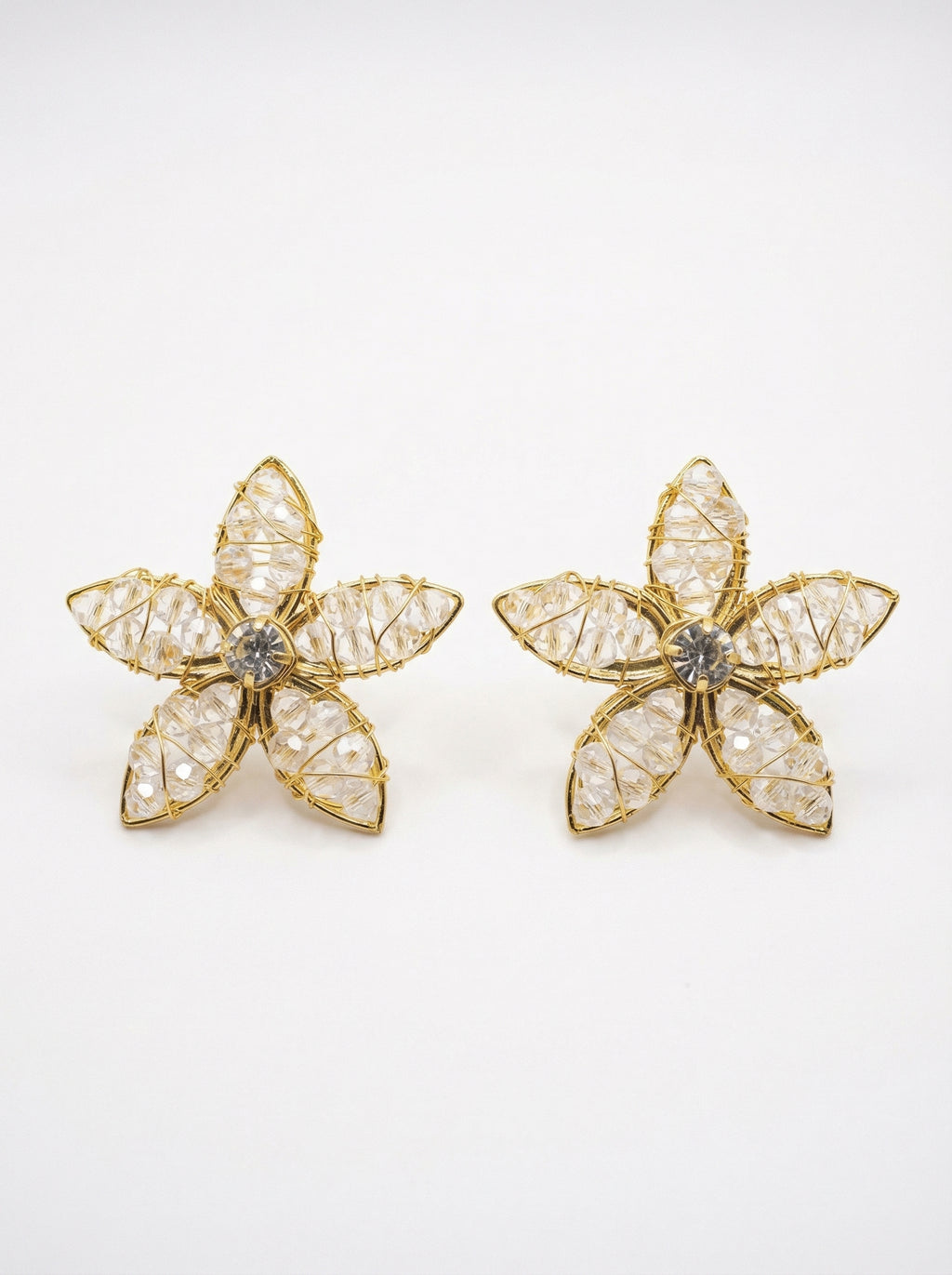 gold flower earrings