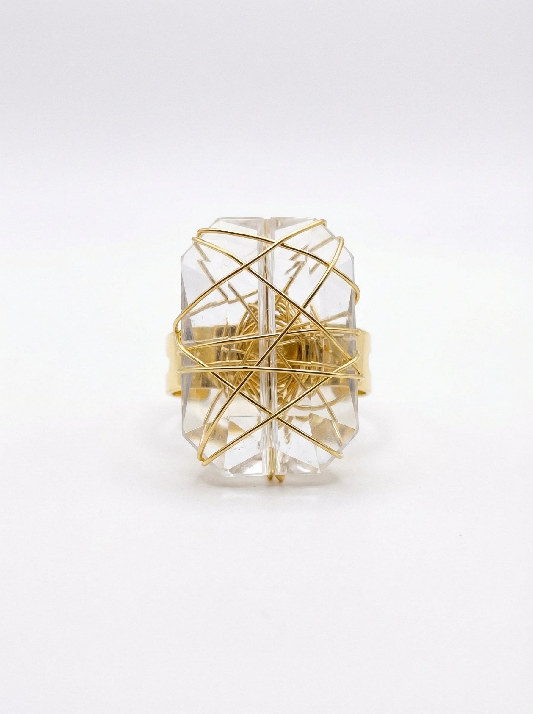 gold crystal quartz ring