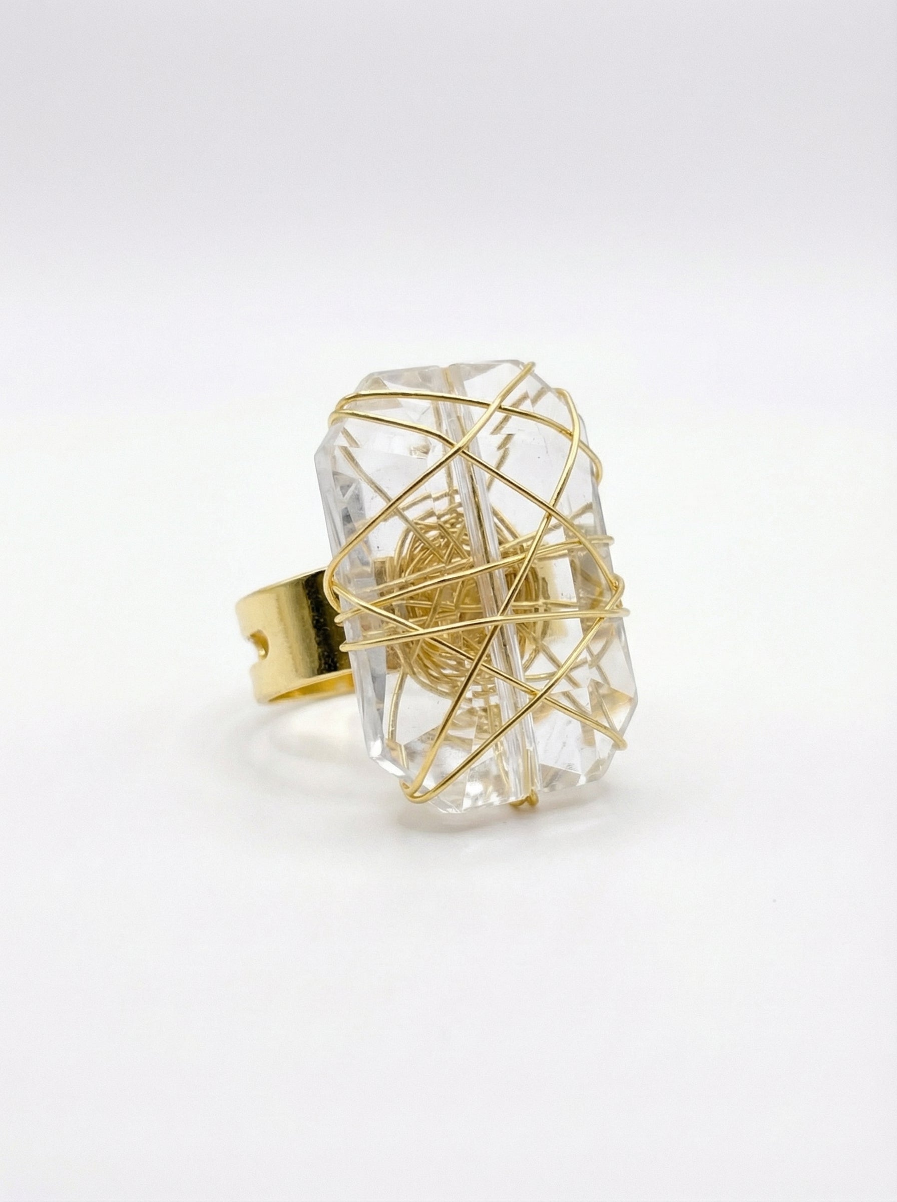 gold crystal quartz ring