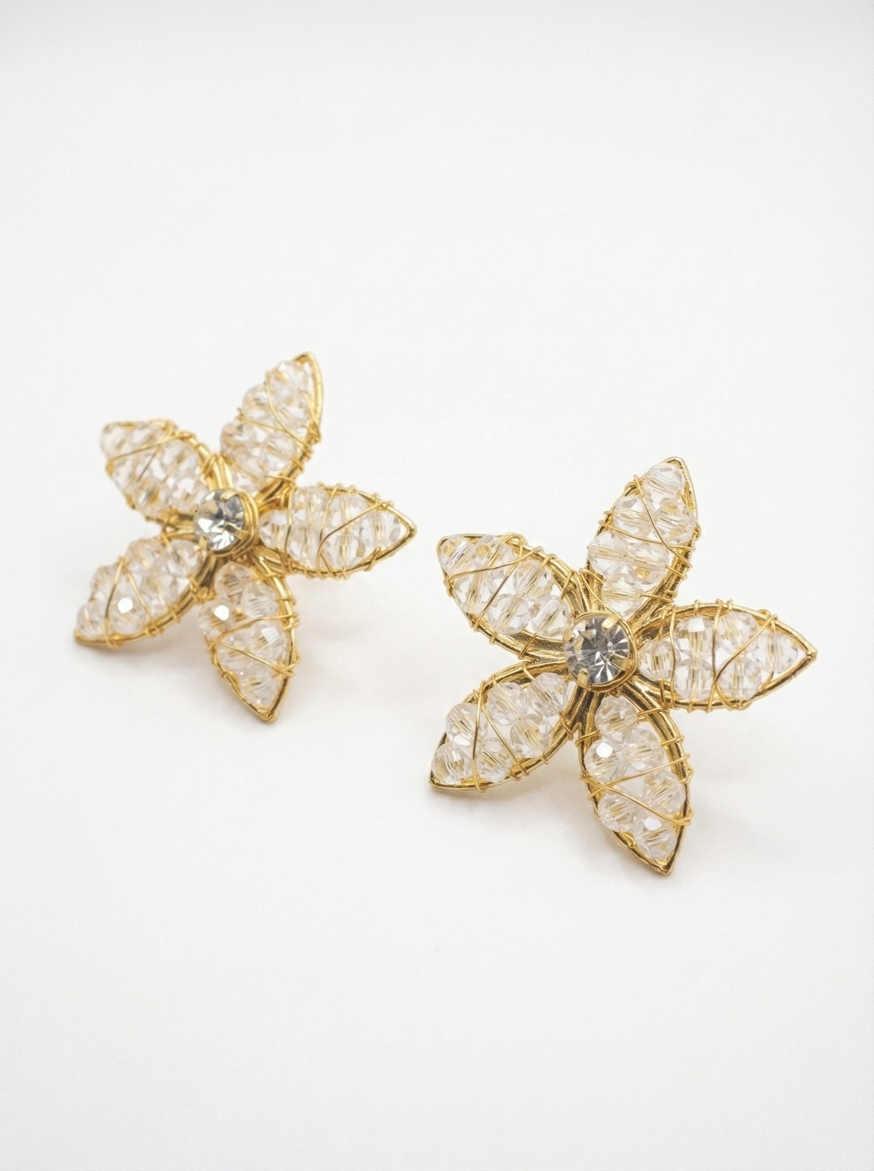gold flower earrings