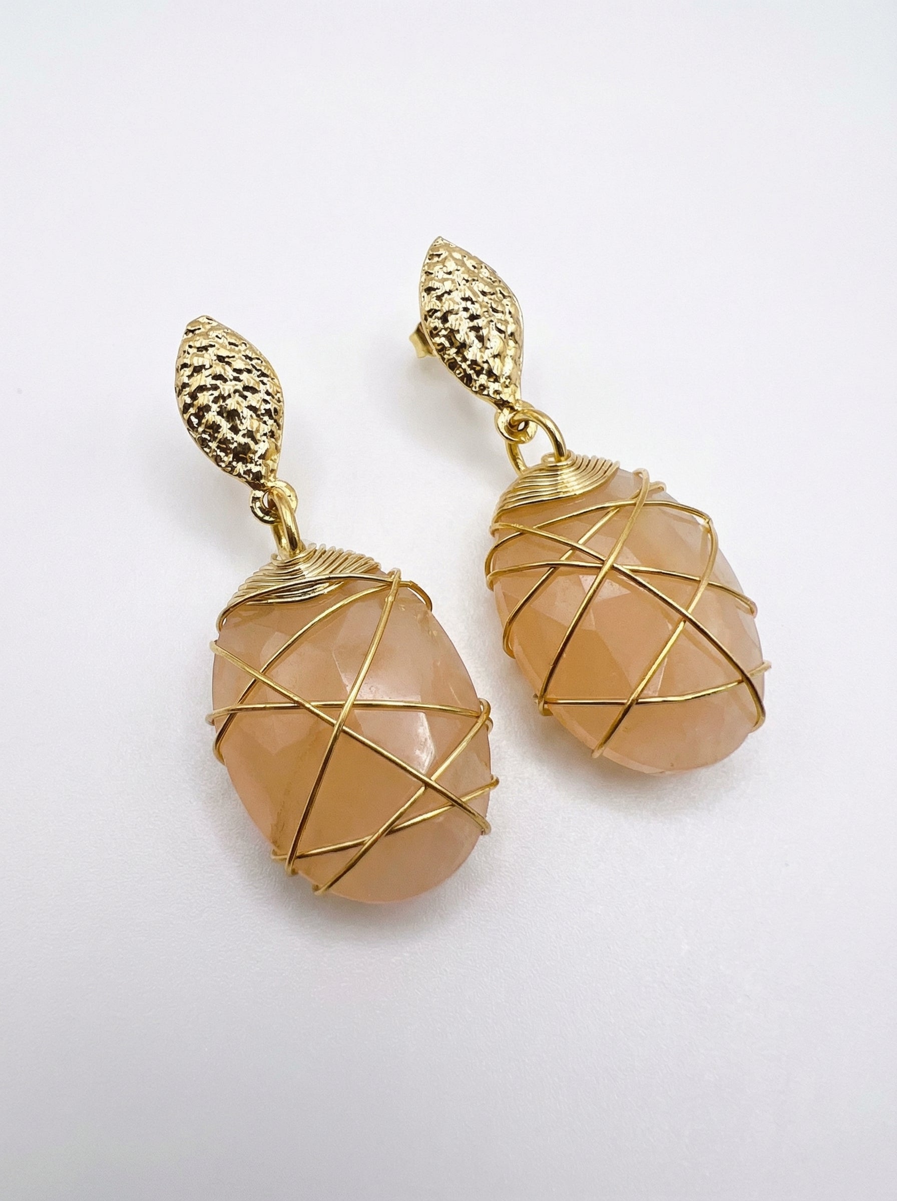 gold amber earring