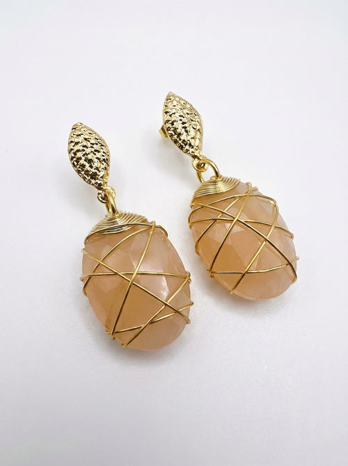 gold amber earring