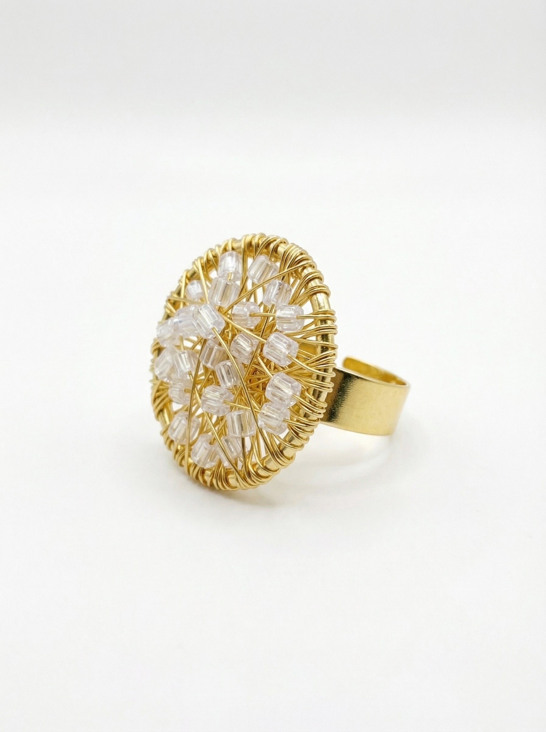 gold ring with crystals