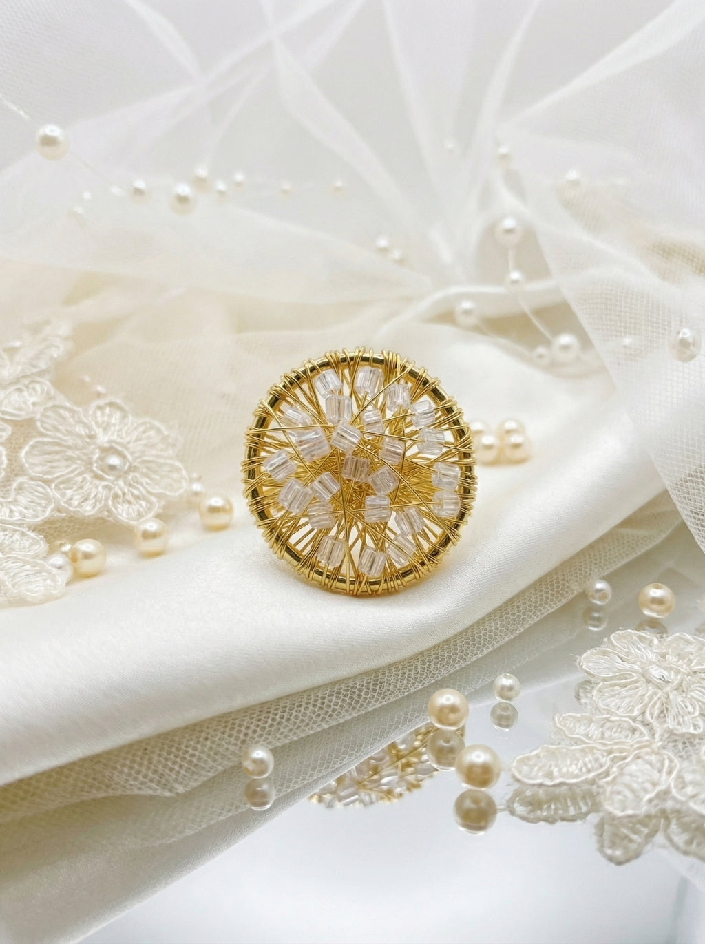 gold ring with crystals