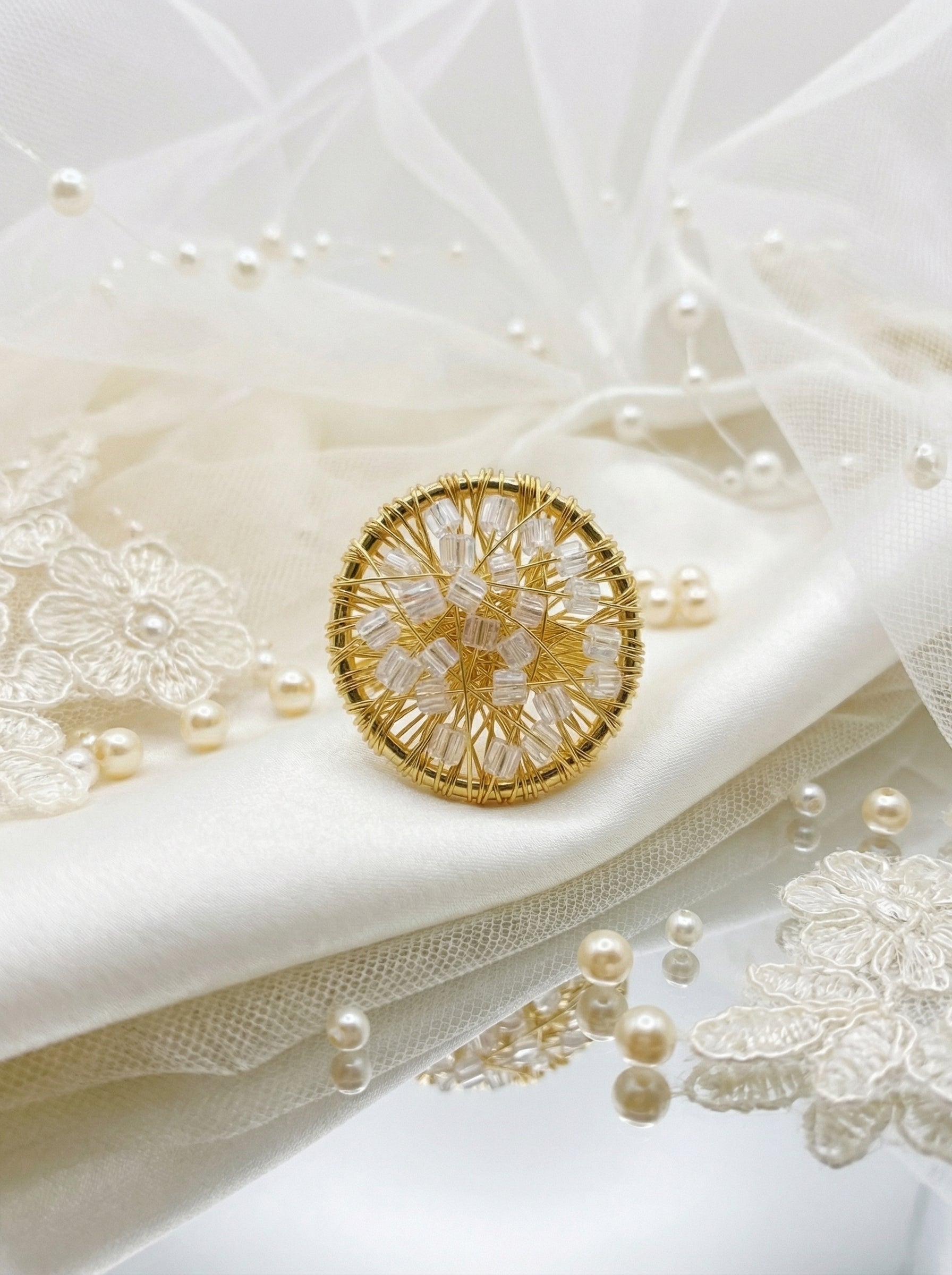 gold ring with crystals