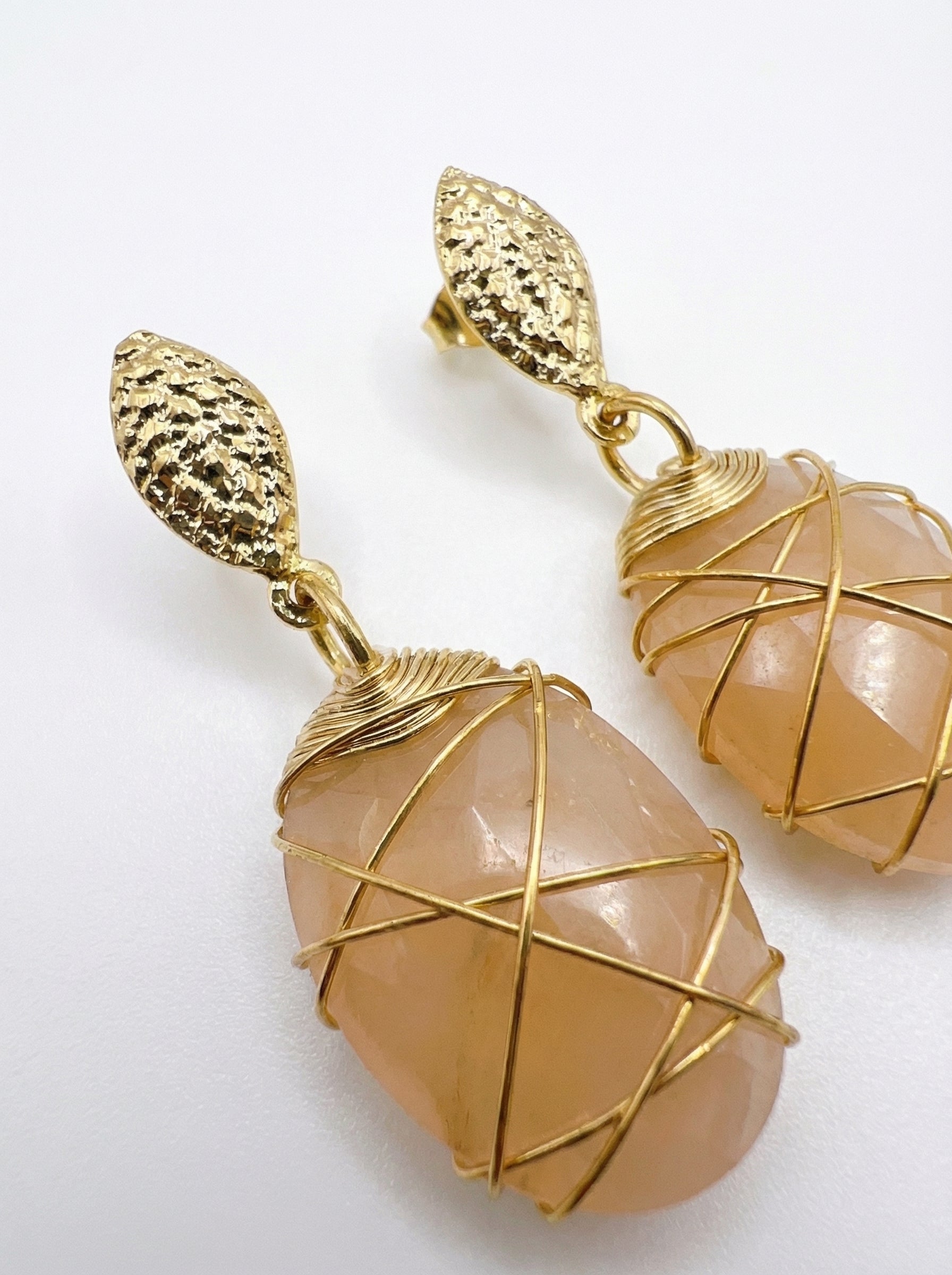 gold amber earring