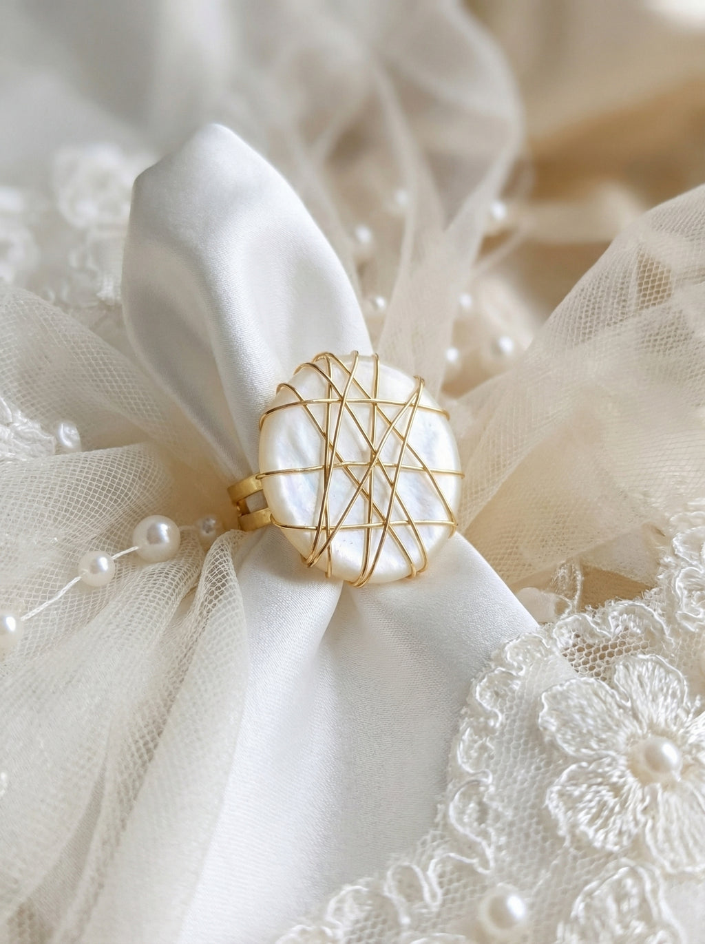 mother-of-pearl gold ring