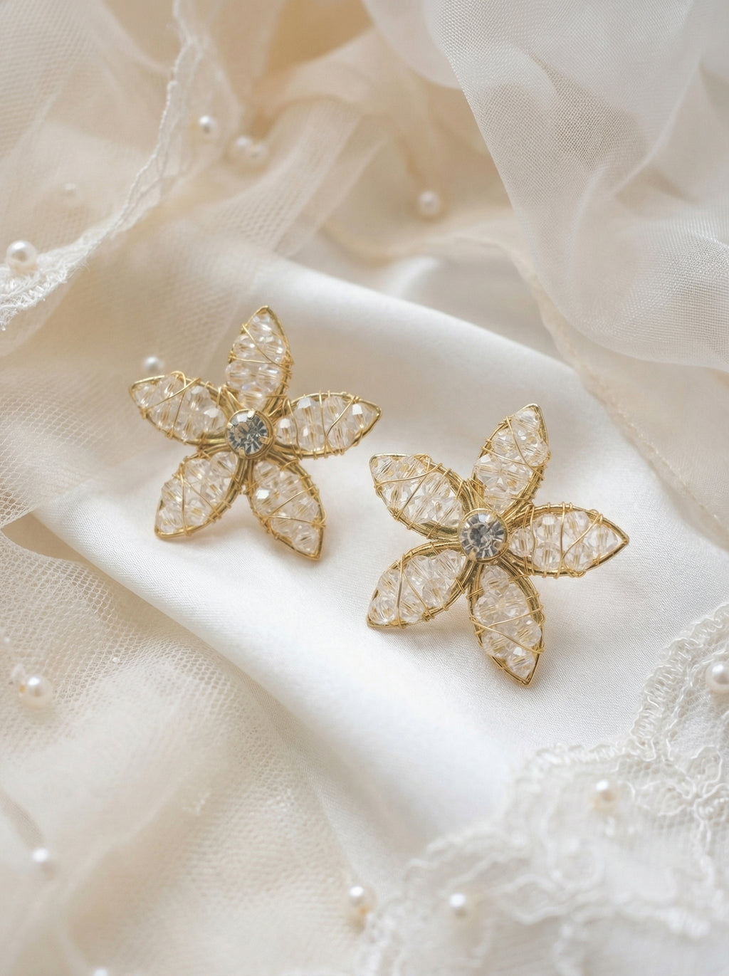 gold flower earrings