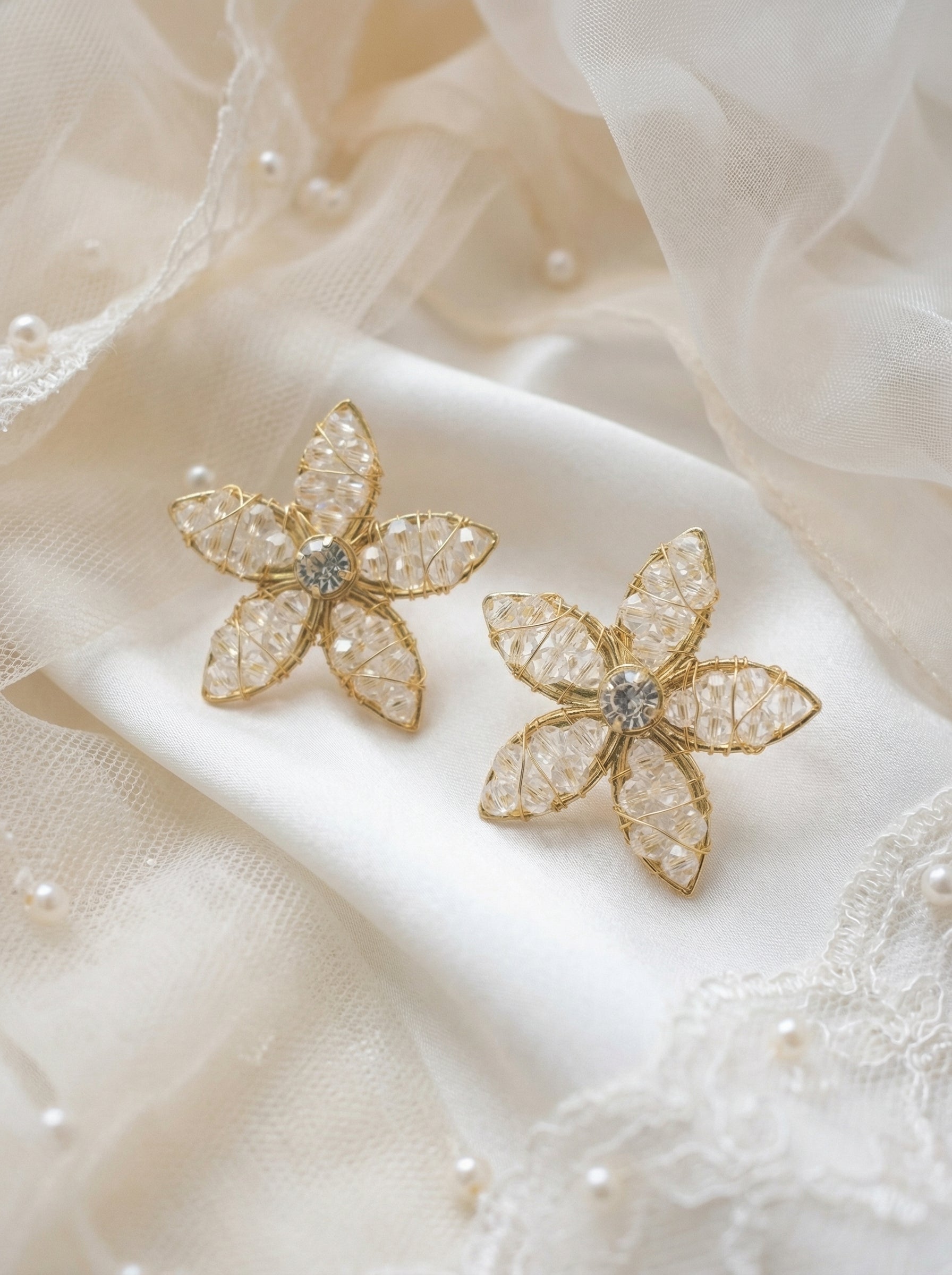 gold flower earrings