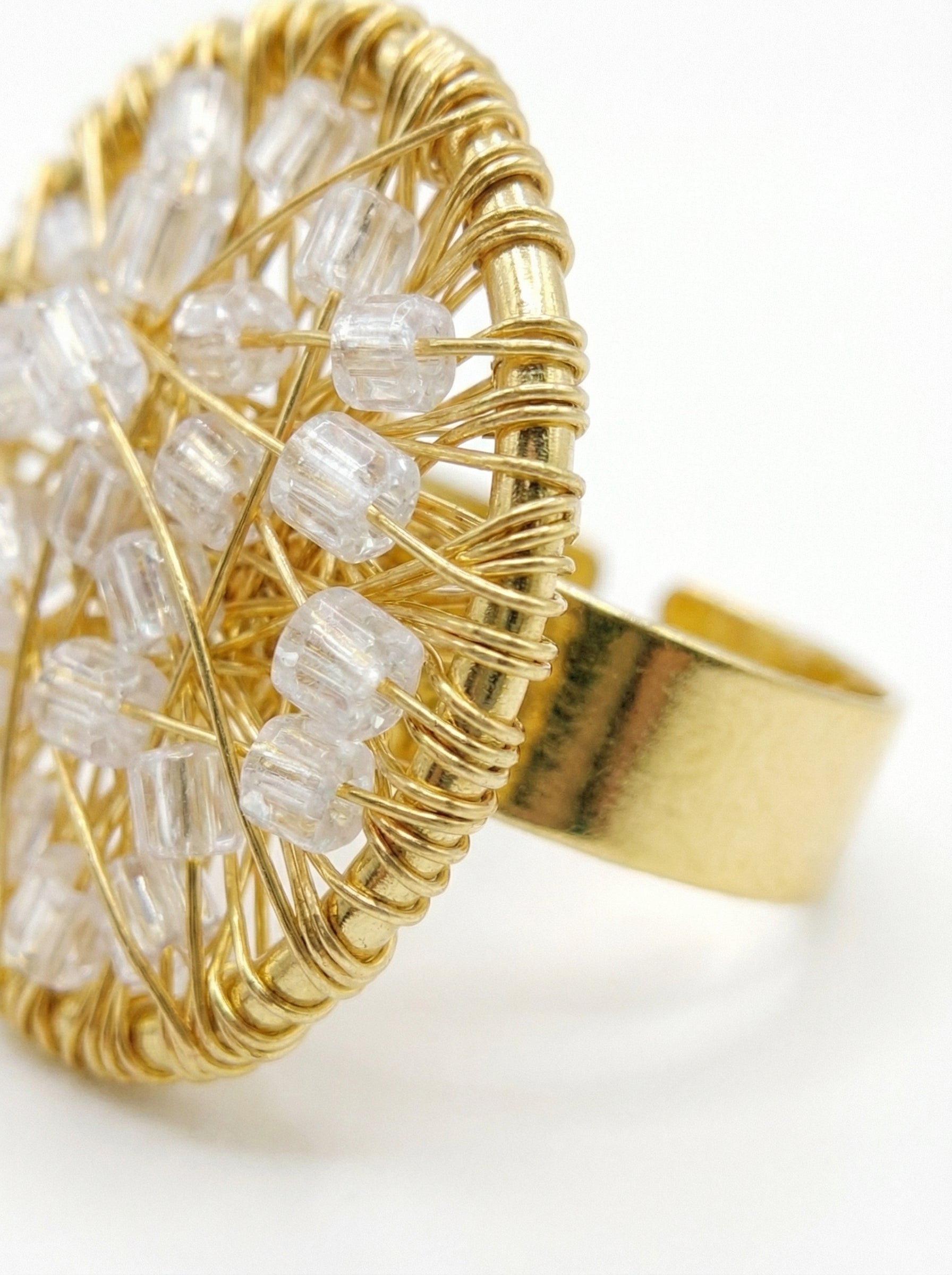 gold ring with crystals