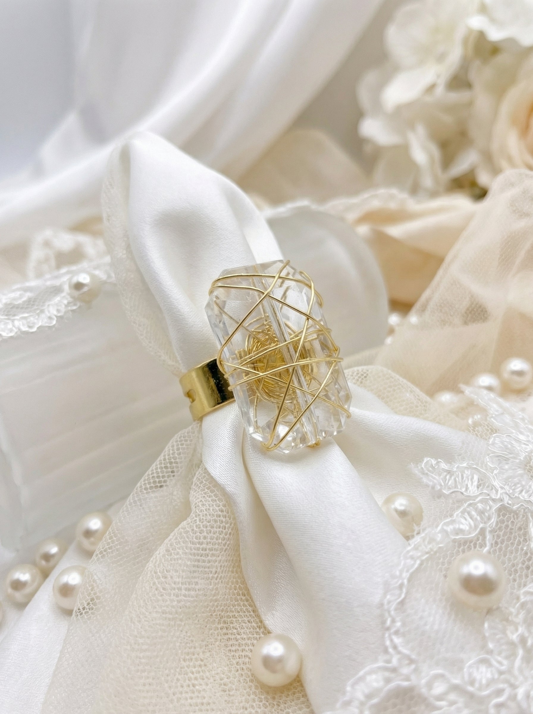 gold crystal quartz ring