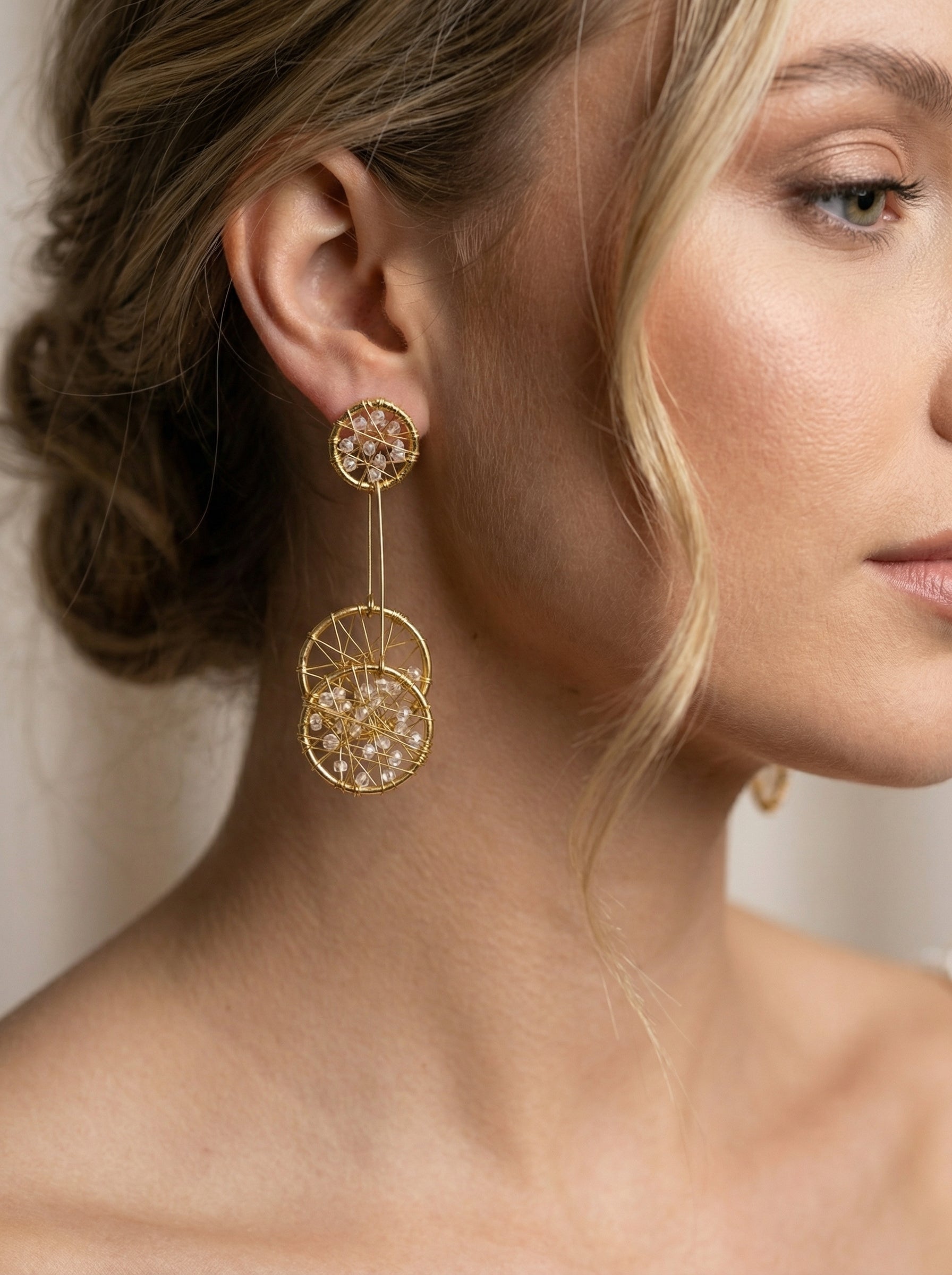 gold mesh earring
