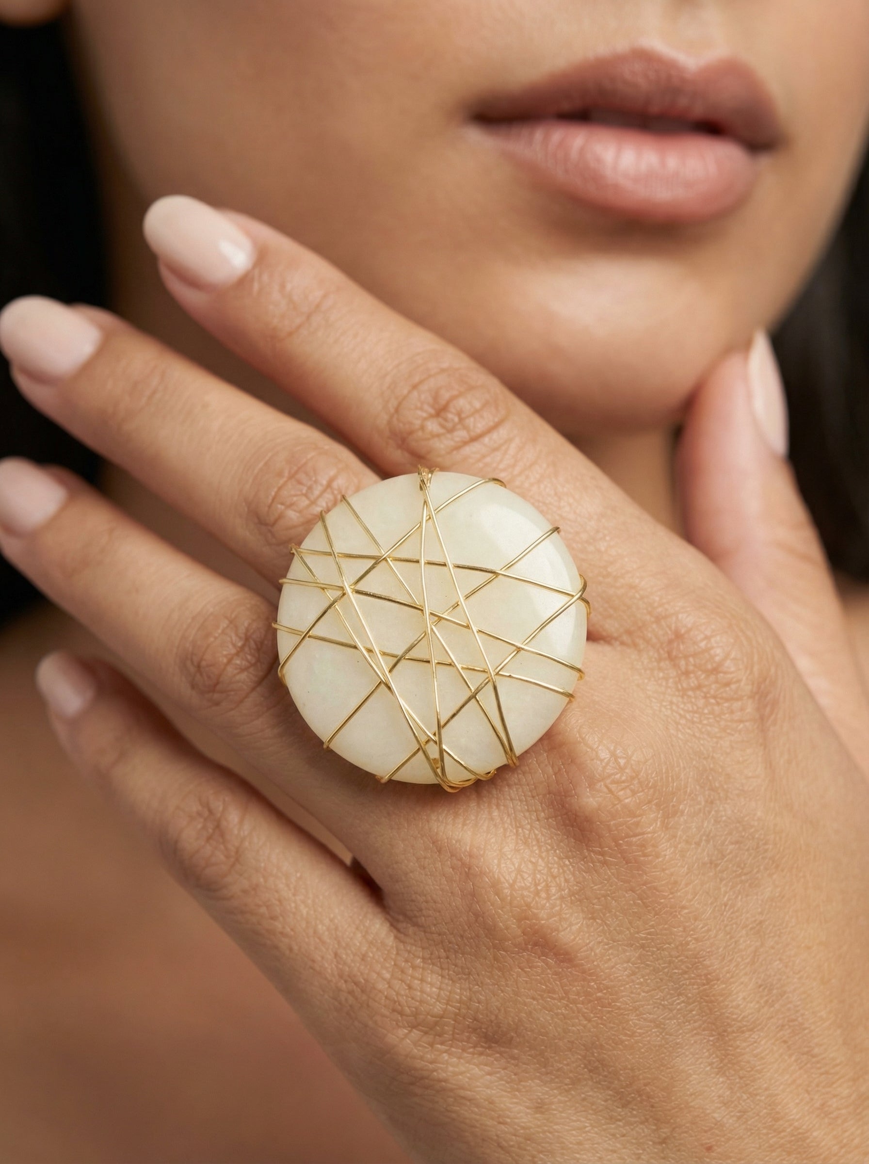 mother-of-pearl gold ring